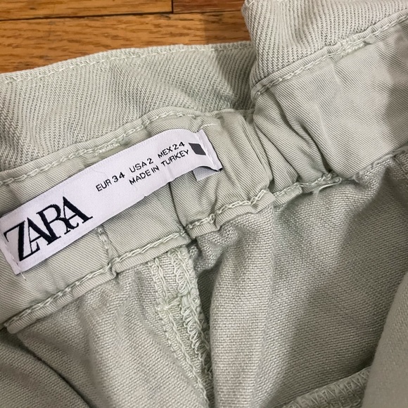 Zara Light Green Paper Bag Waist Jeans - Picture 6 of 6
